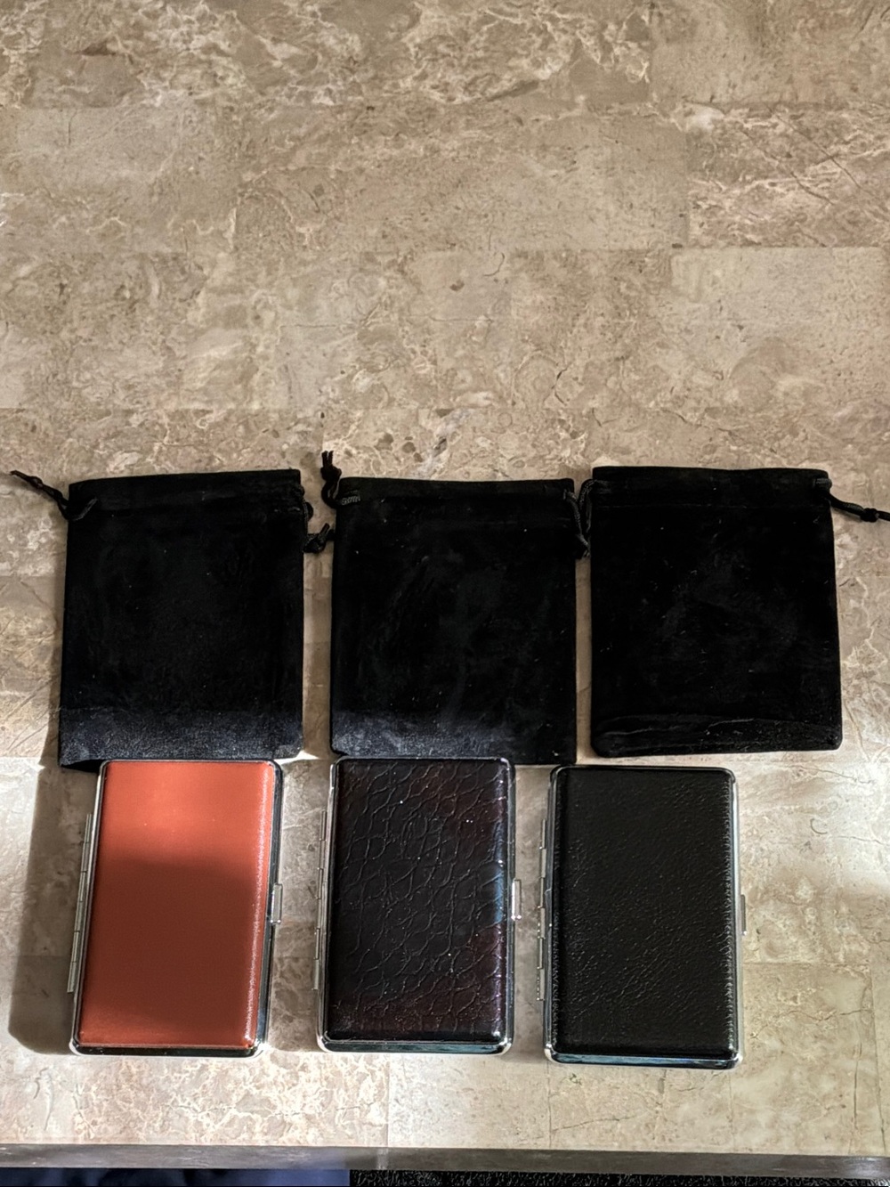 Leather Finish Card Holder Wallets - Black, Brown, Tan